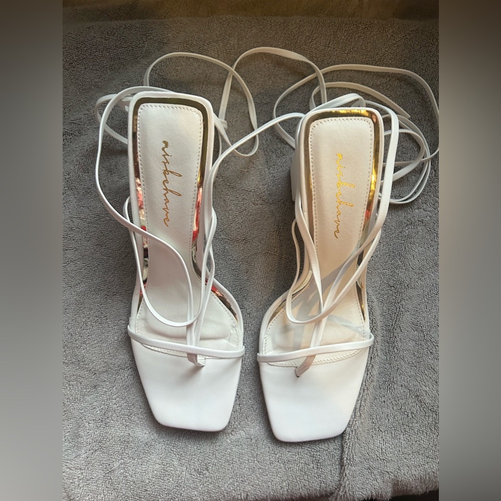 Misbehave Beluga-3 white strappy heels size 10